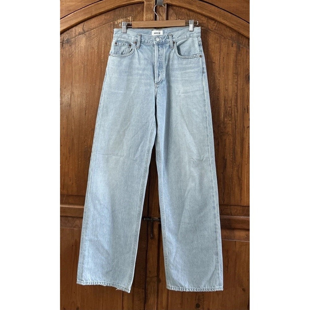 AGOLDE Low Slung Baggy Jeans Sz 24 Light Wash Denim Skater Wide Leg 33" Ins
